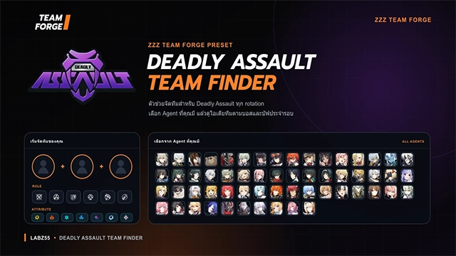 ภาพตัวอย่าง Deadly Assault Team Finder สำหรับ Zenless Zone Zero